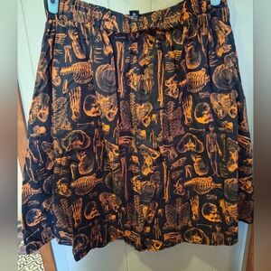 Hot Topic Skeleton A-Line Skirt - Black and Orange